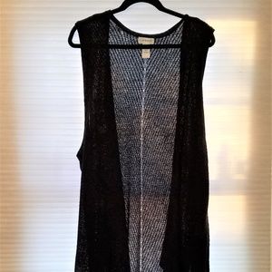 Long, Black Sleeveless Knit Duster